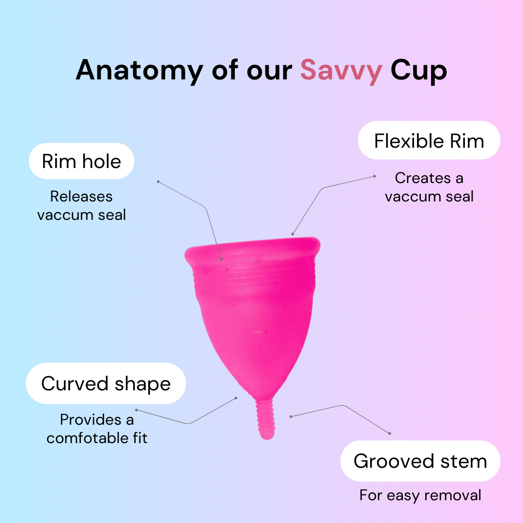 Savvy #YesQueen Medium Size Reusable Menstrual Cup with Collapsible Menstrual Cup Sterilizing Container
