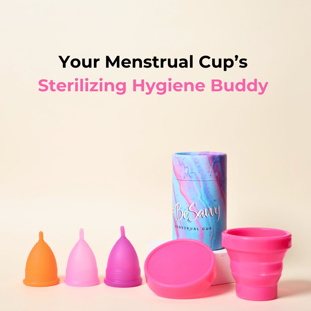 Savvy #BossLady Large Size Reusable Menstrual Cup with Collapsible Menstrual Cup Sterilizing Container