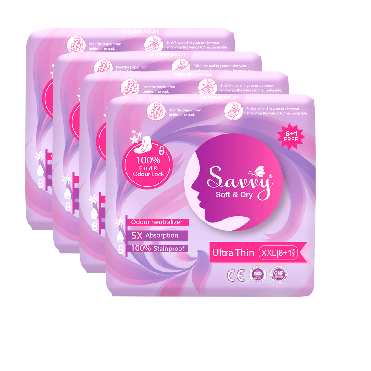 Savvy Ultra-Thin-XXL Ultimate Comfort and Protection (7 Pads Per Packet) - 4 Pkts