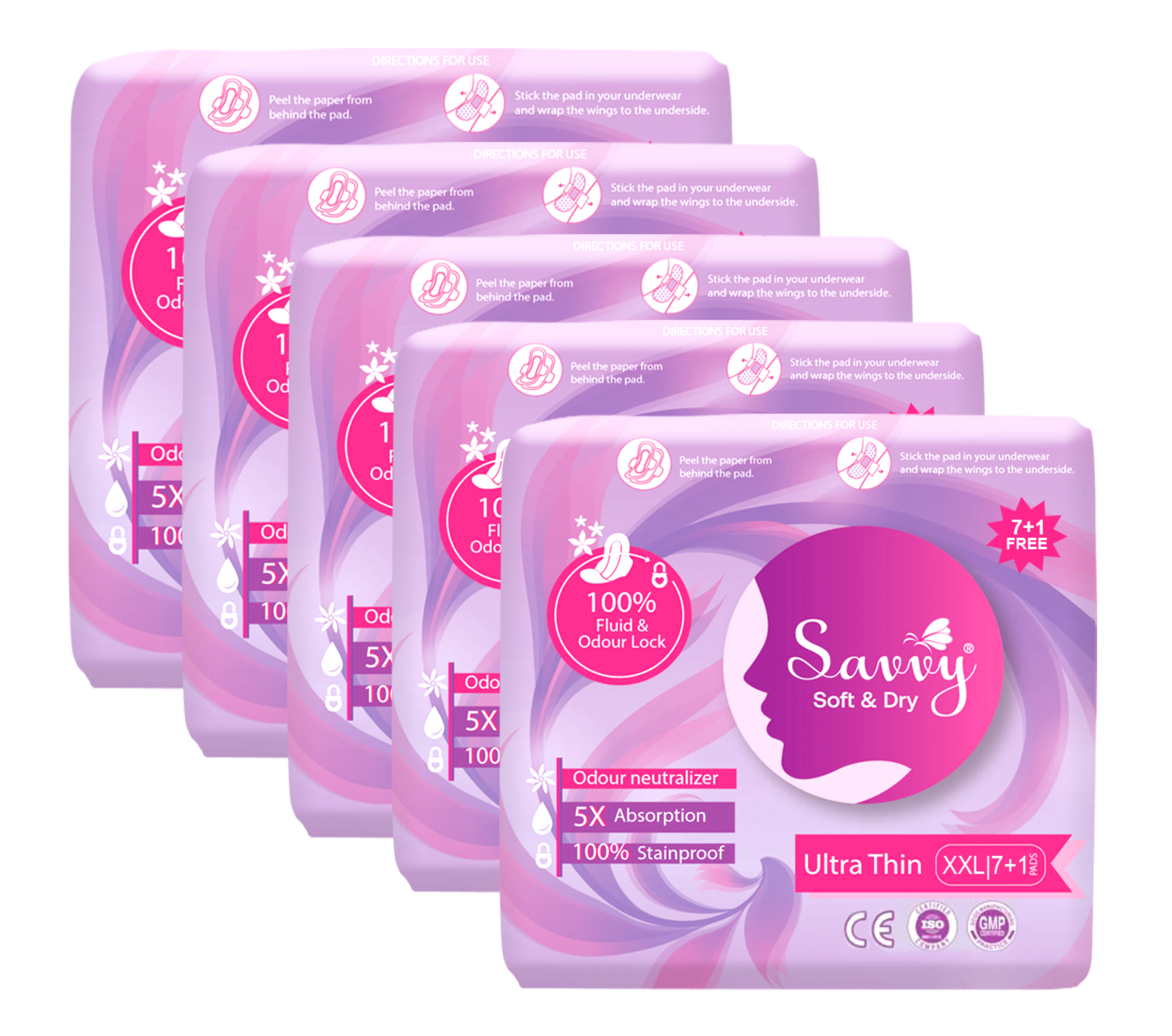 Savvy Ultra-Thin-XXL Ultimate Comfort and Protection (7 Pads Per Packet) - 5 Pkts