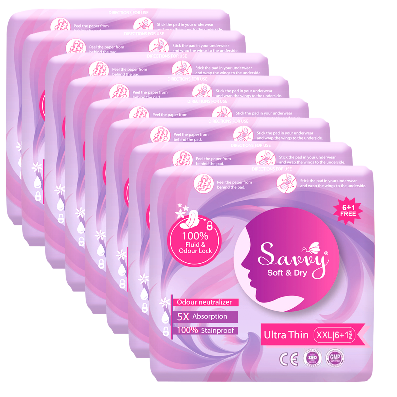 Savvy Ultra-Thin-XXL Ultimate Comfort and Protection (7 Pads Per Packet) - 8 Pkts