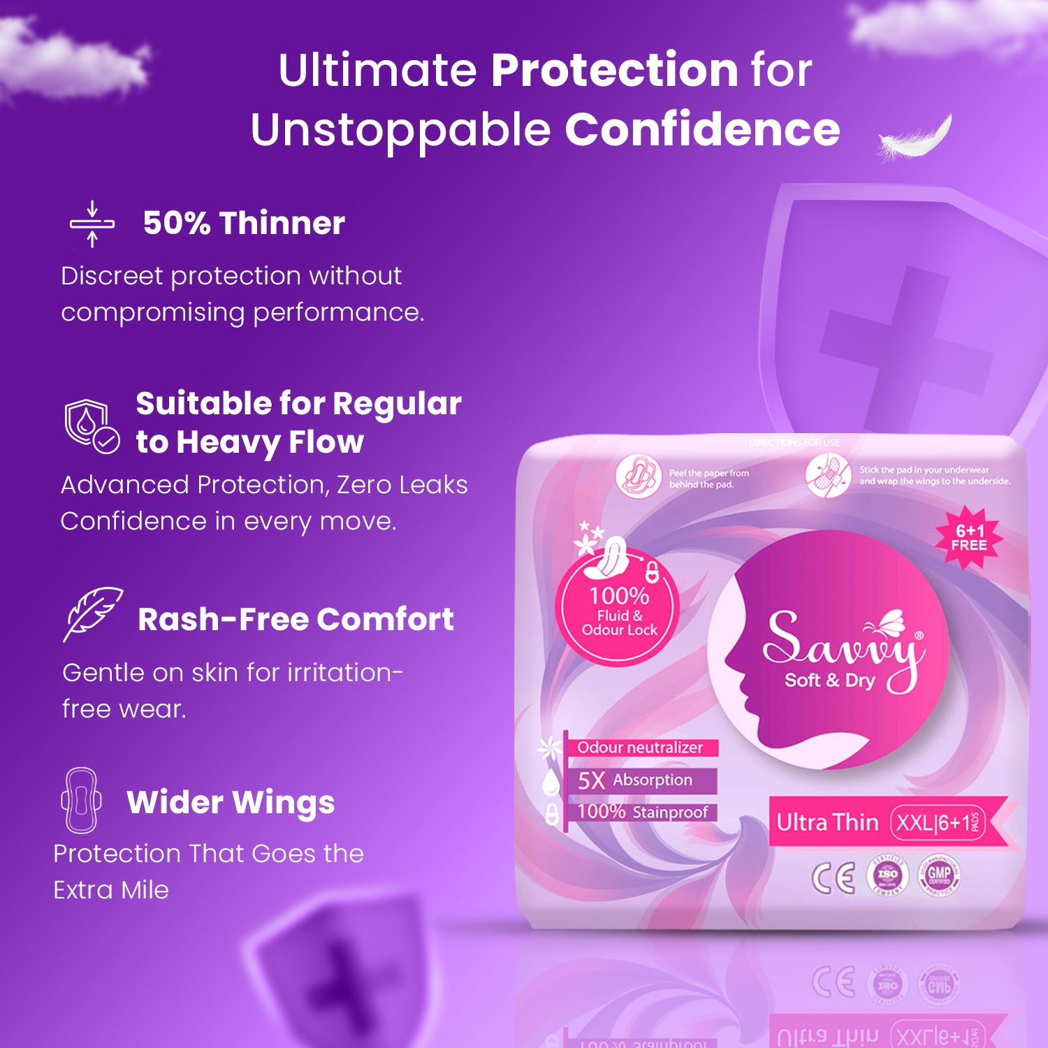 Savvy Ultra-Thin-XXL Ultimate Comfort and Protection (7 Pads Per Packet) - 4 Pkts